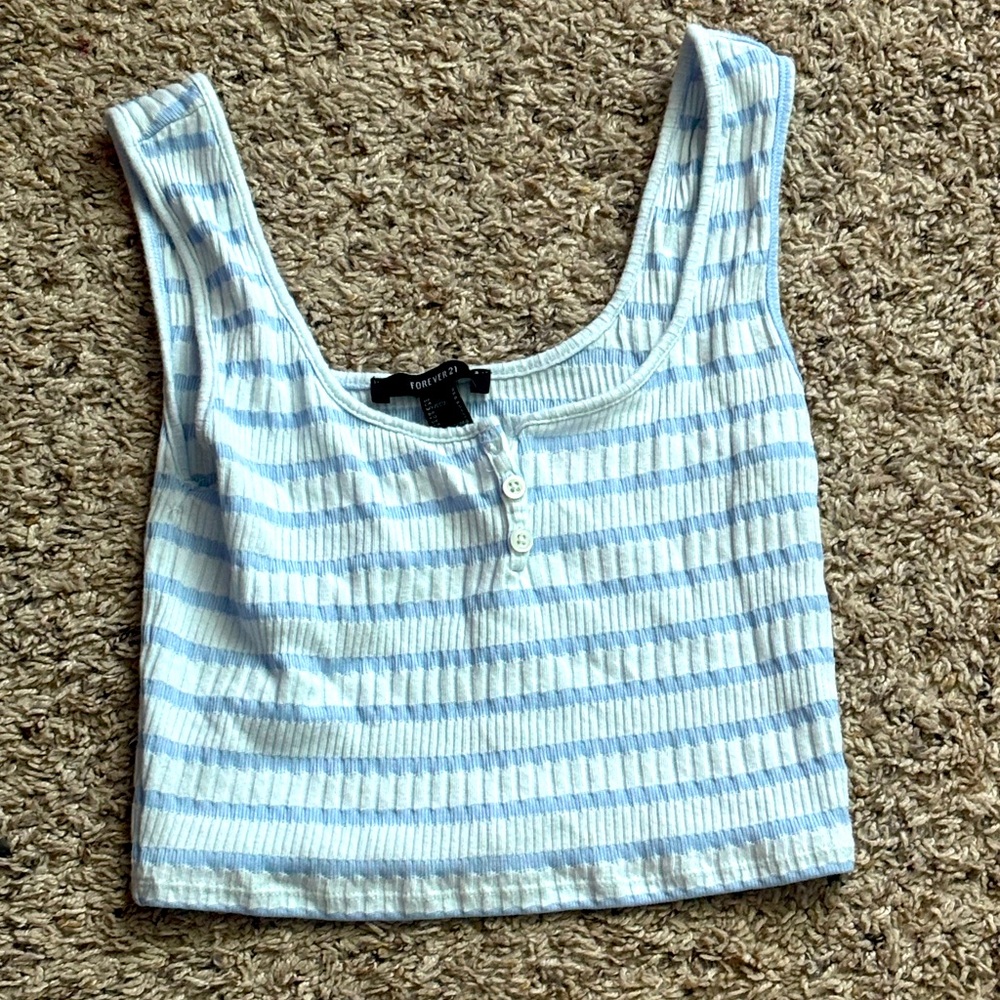 Blue and White striped tank top